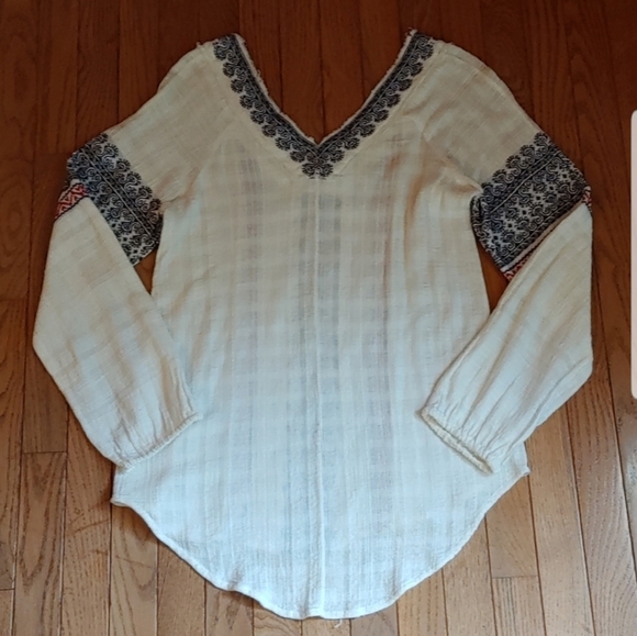 Free People Women's Boho Printed Cotton Gauze Sweater Top Size Small - Picture 6 of 10